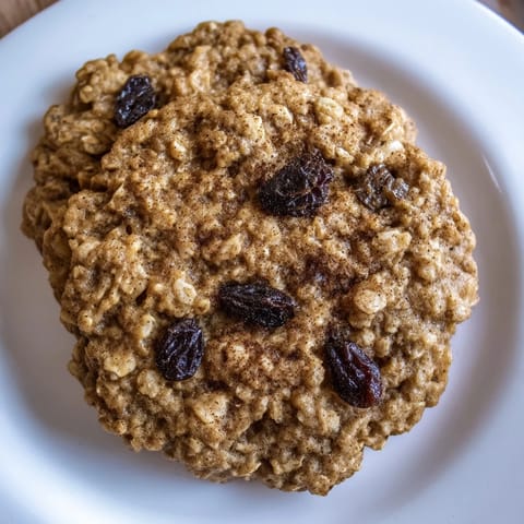 Homemade oatmeal raisin cookies, piled high, with visible plump raisins and crunchy edges waiting.