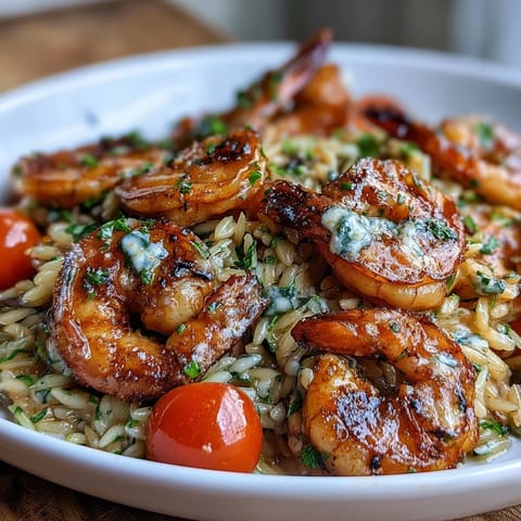 Zesty shrimp and orzo pasta simmered with cherry tomatoes and zucchini in lemon butter sauce.