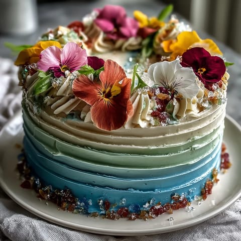 Pastel Ombre Spring Floral Cake