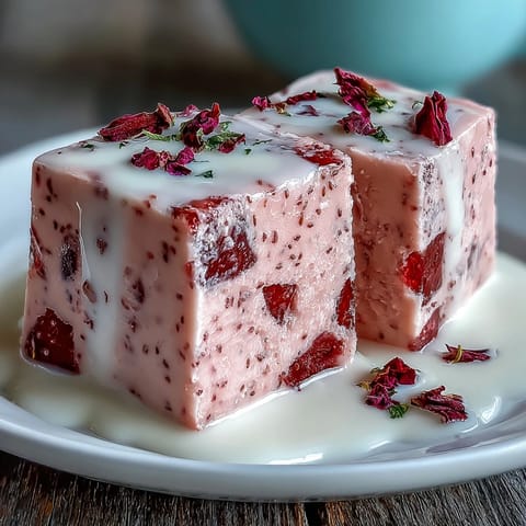 Strawberry Rose Gelatin Mosaic Cake