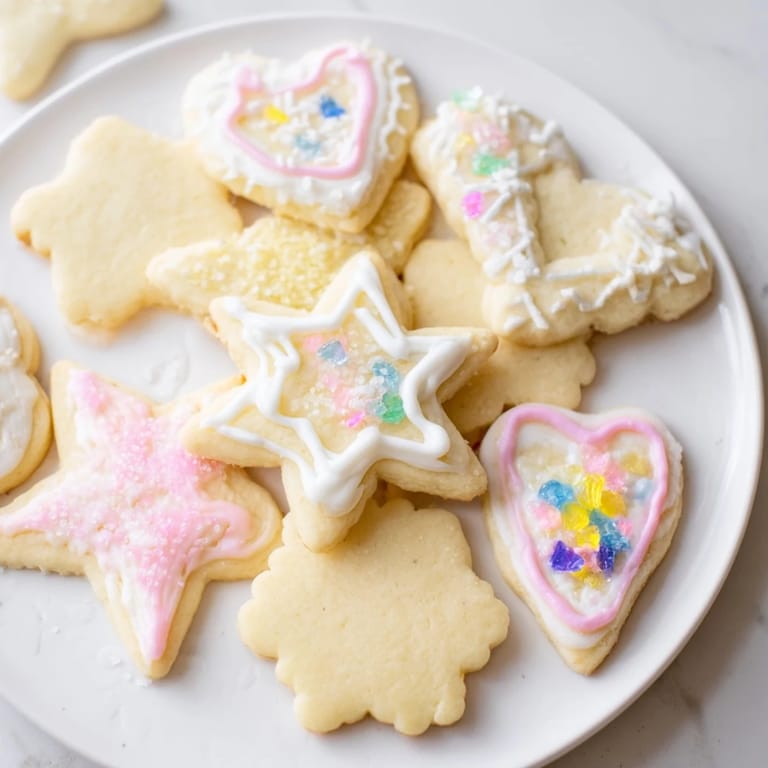 Deliciously decorated sugar cookies on a platter, showcasing vibrant colors and festive shapes.