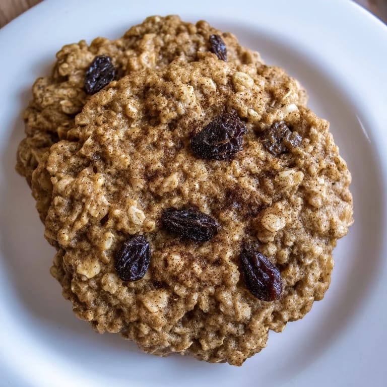 Homemade oatmeal raisin cookies, piled high, with visible plump raisins and crunchy edges waiting.