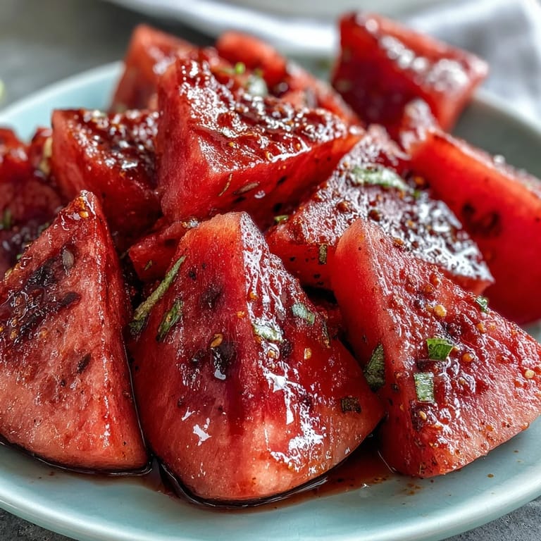 Zesty watermelon wedges with chili-lime Tajin seasoning and a splash of fresh lime.  