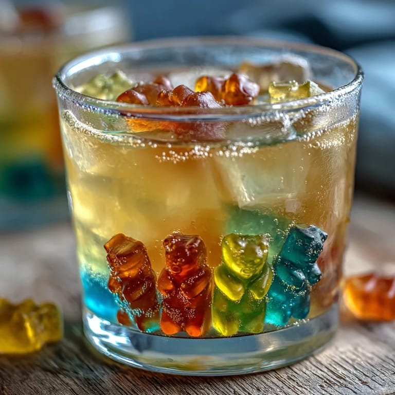 Chilled Gummy Bear Lemonade Jelly Cups with fresh lemon slices and mint garnish, offering a nostalgic and playful treat for warm weather gatherings.